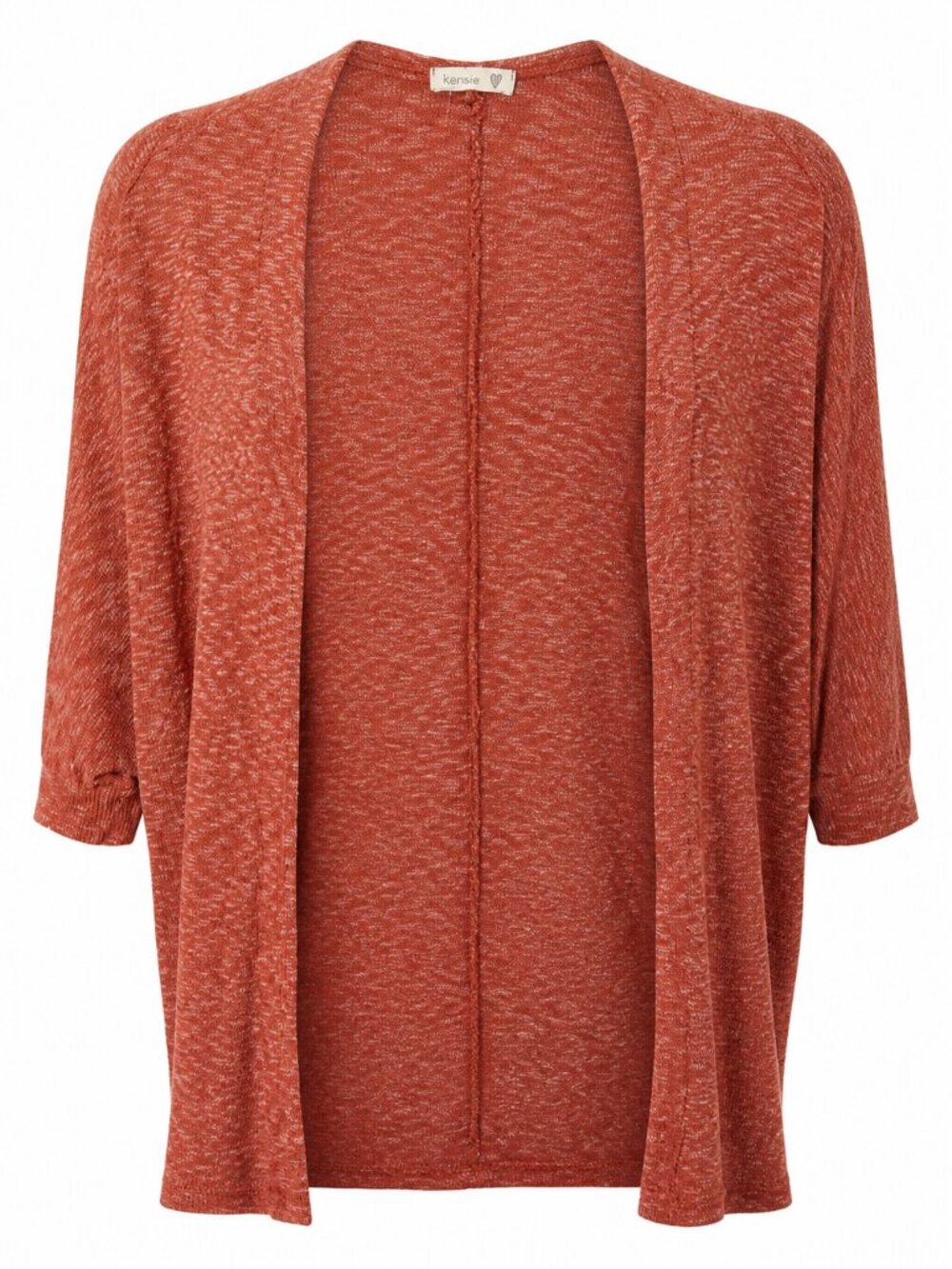 Soprano Casual Heathered Slub Open-Front Short Sleeve Cardigan Small
